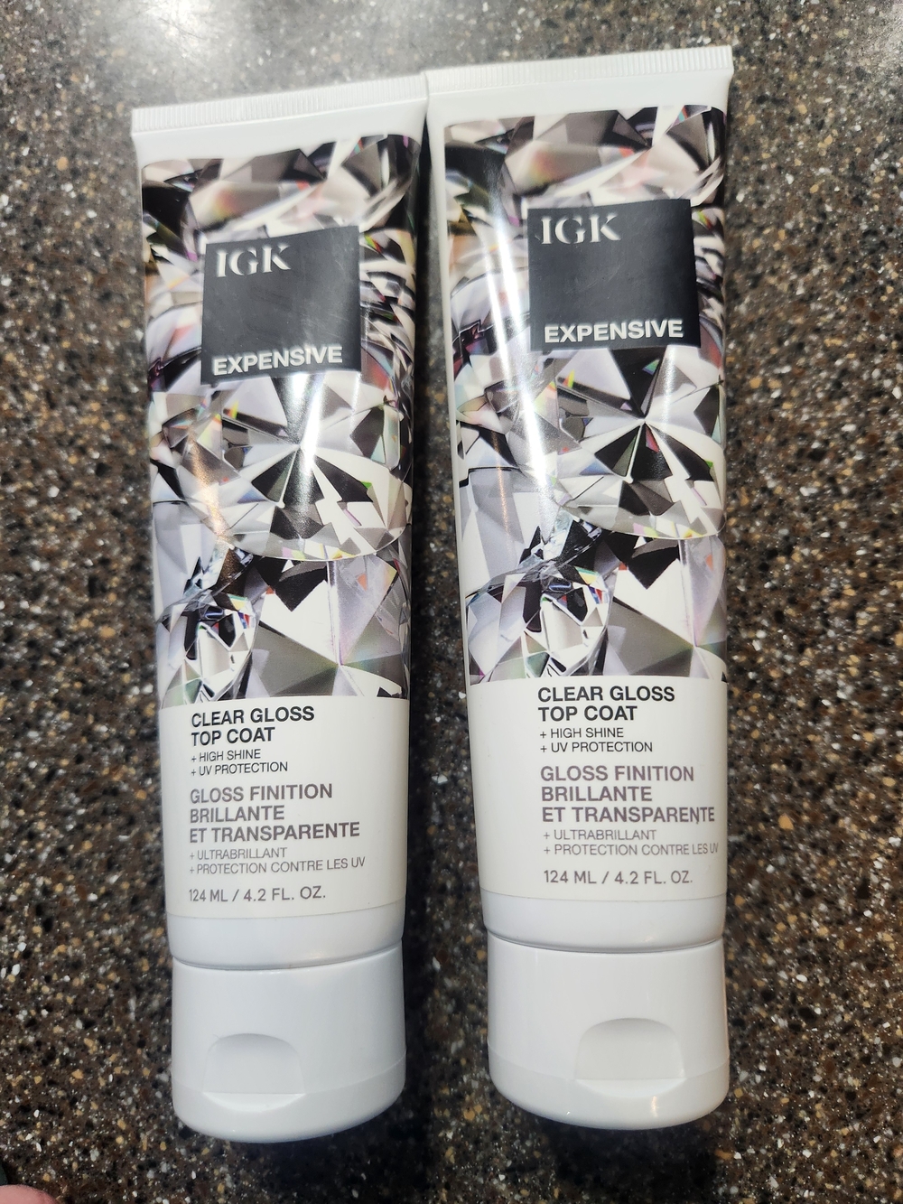 IGK Expensive Clear Gloss Top Coat - White/Silver Packaging (2 Pack)